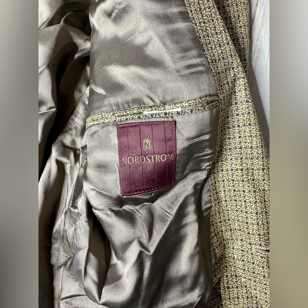 Vintage Nordstrom Men's Silk Wool Light Brown Tweed Blazer 43L - Picture 10 of 11